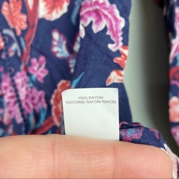 Lucky Brand Floral Blouse Blue Pink Small - Picture 5 of 8